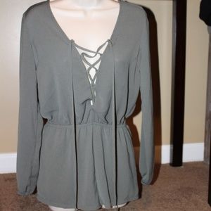 Long Sleeve Olive Green Romper